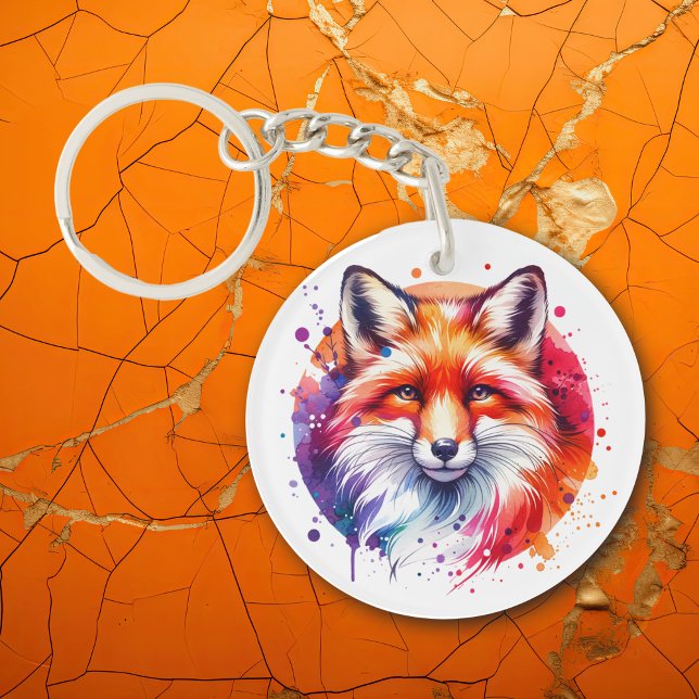 Watercolor Fox Illustration Key Ring (Creator Uploaded)