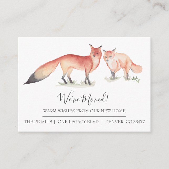 Watercolor Fox New Home Moving Announcement (Front)