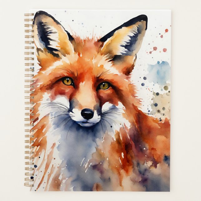 Watercolor Fox Portrait Planner (Front)