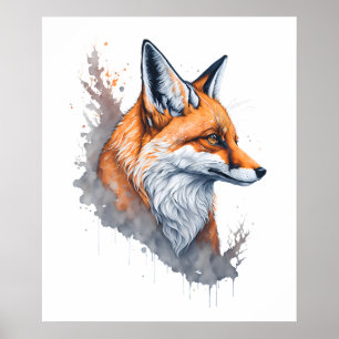 Watercolor Fox Portrait Poster