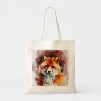 watercolor fox tote bag