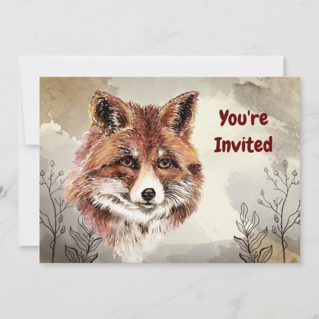 Watercolor Foxes Animal Custom Birthday Invitation (Front)