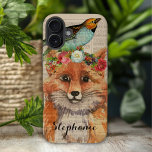 Watercolor Foxy Floral Friends Personalised Name iPhone 16 Plus Case<br><div class="desc">Watercolor Foxy Floral Friends Personalised Name iPhone 16 Plus Case features a trendy modern watercolor painting of a fox wearing a floral crown with a bird on her head. Personalise with your name below. Created by Evco Studio www.zazzle.com/store/evcostudio</div>
