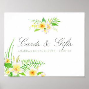 Watercolor Frangipanis Bridal Shower Cards & Gift Poster