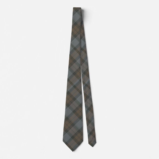 Watercolor Fraser Clan Tartan Grey Blue Tie (Front)