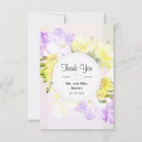 Watercolor Freesia Flowers Wedding Thank You