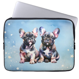 Watercolor French Bulldog cute puppies Laptop Sleeve