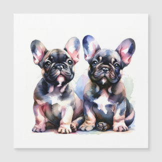 Watercolor French Bulldog cute puppies Magnetic Invitation