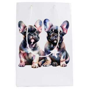 Watercolor French Bulldog cute puppies Medium Gift Bag