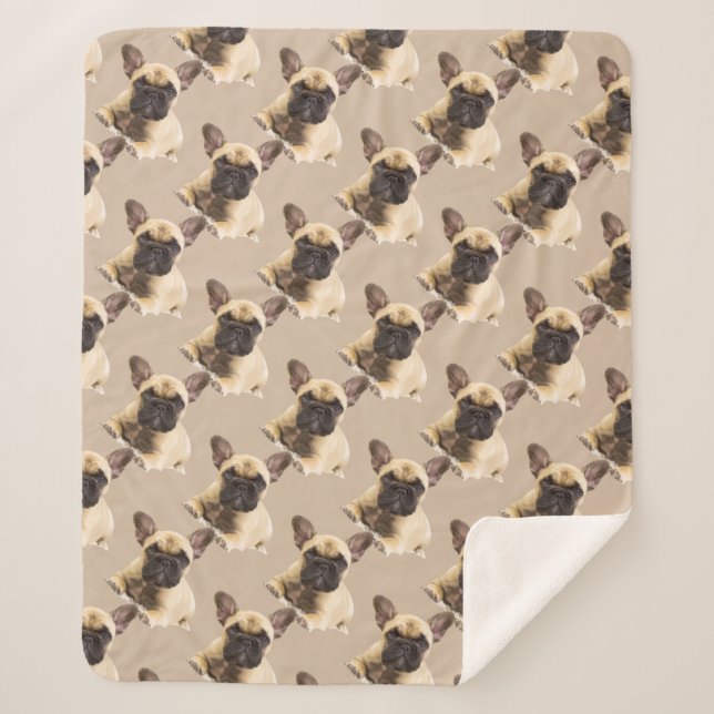 Watercolor French Bulldog Dog Pet  Sherpa Blanket (Front)