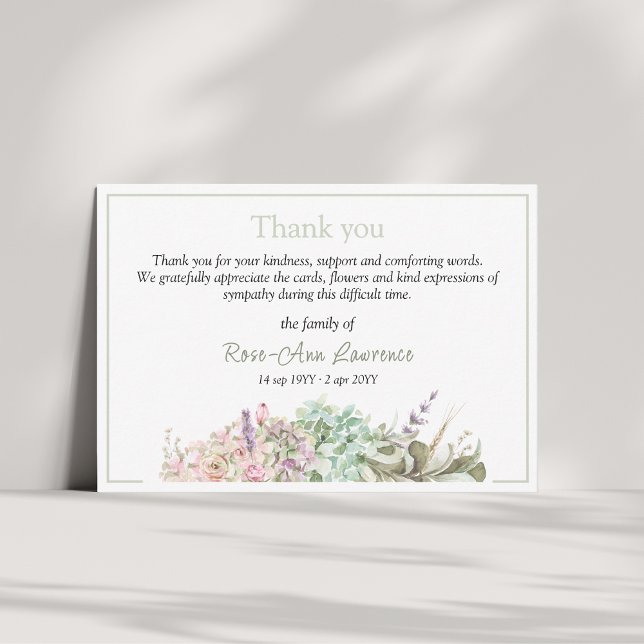 Watercolor french country flower funeral thank you (Creator Uploaded)