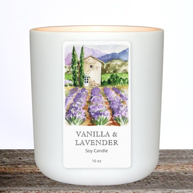 Watercolor French Lavender Farm Candle Label (Creator Uploaded)