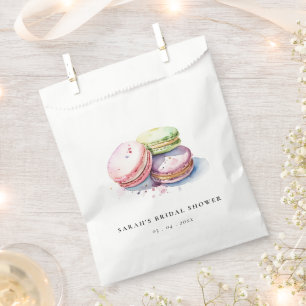 Watercolor French Macarons Bakery Bridal Shower Favour Bag