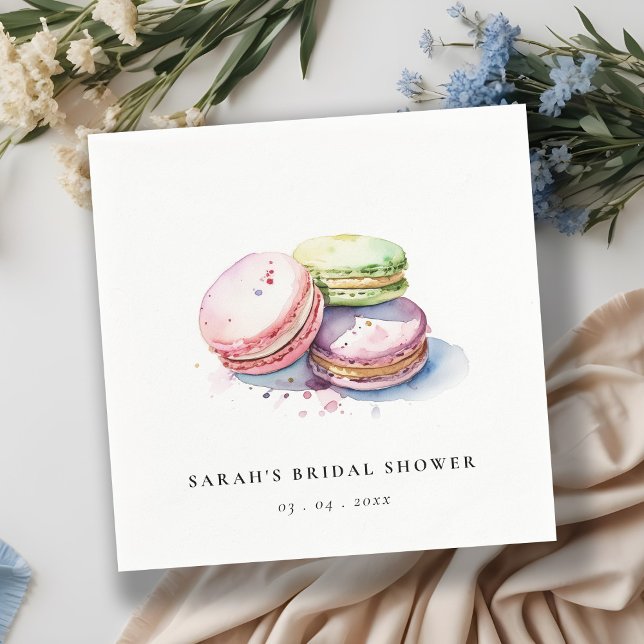 Watercolor French Macarons Bakery Bridal Shower Napkin (Creator Uploaded)