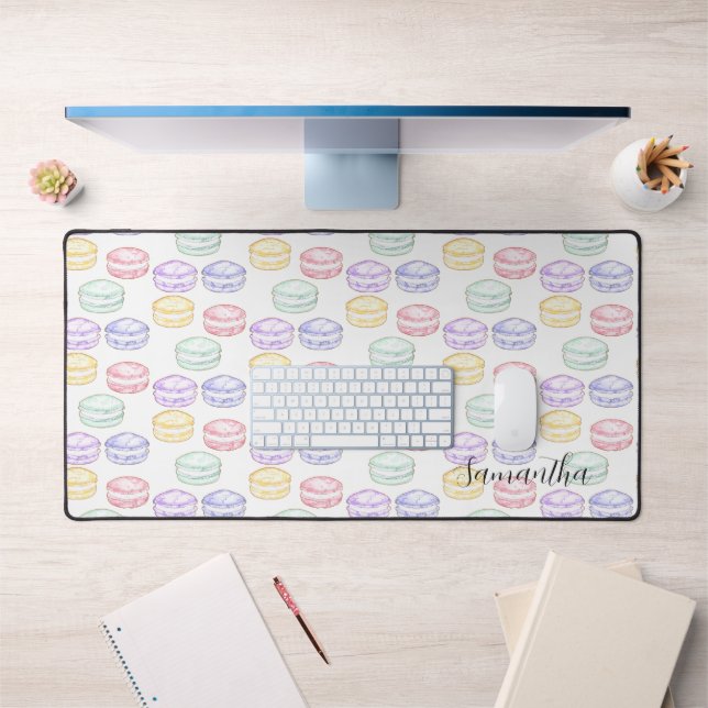 Watercolor French Macarons Desk Mat (Office 1)