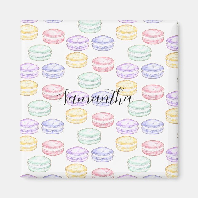 Watercolor French Macarons Magnet (Front)