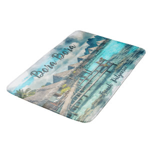 Watercolor French Polynesia Bora Bora Serenity   Bath Mat