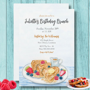 Watercolor French Toast Birthday Brunch Invitation