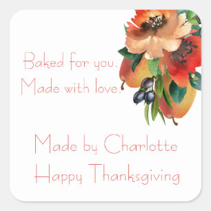 Watercolor Fresh Baked Square Sticker