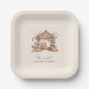 Watercolor, Fresh off the market bridal shower Paper Plate