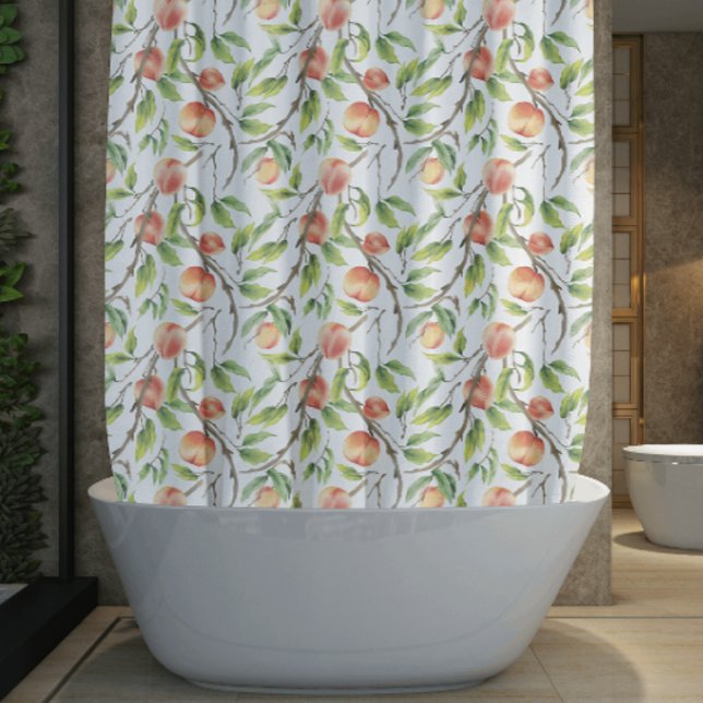 Watercolor Fresh Peach  Shower Curtain (Creator Uploaded)