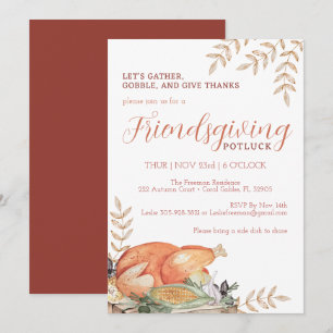 Watercolor Friendsgiving Potluck Invitation
