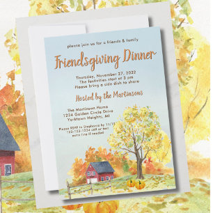Watercolor Friendsgiving Thanksgiving Dinner Invitation