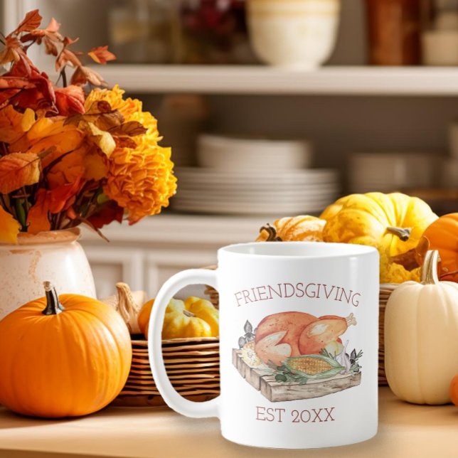 Watercolor Friendsgiving Turkey Mug (Watercolor Turkey Mug)