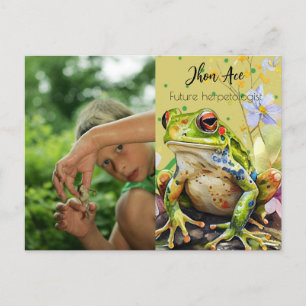 Watercolor Frog Custom Text & kid Name Postcard