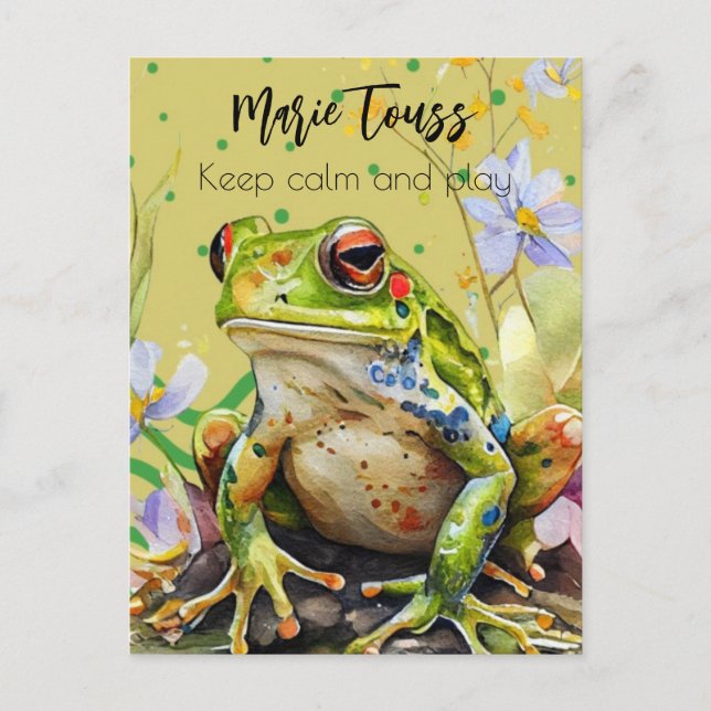 Watercolor Frog Funny Custom Text & Name Postcard (Front)