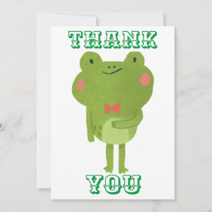 Watercolor frog with a red bow tie  thank you card
