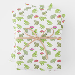Watercolor Frogs Cute Whimsical Nature Art  Wrapping Paper Sheet