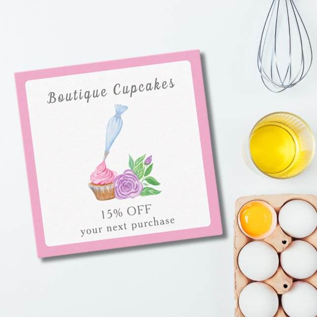 Watercolor Frosting Cupcake Bakery, Catering Discount Card (Creator Uploaded)