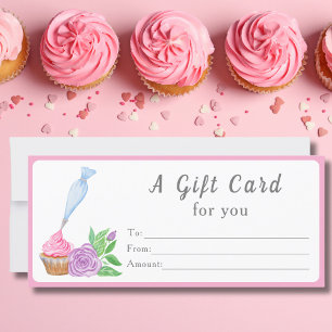 Watercolor Frosting Cupcake Bakery Gift Card