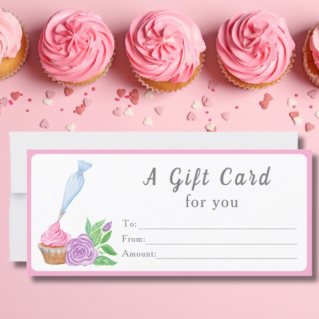 Watercolor Frosting Cupcake Bakery Gift Card (Creator Uploaded)