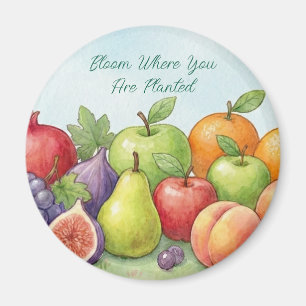 Watercolor Fruit Abundance, Tu Bishvat Background Magnet