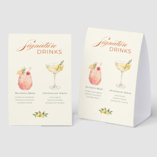 Watercolor Fruit and Floral Signature Drinks