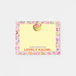 Watercolor Fruit Pattern Custom Pink Lunch Box Post-it Notes