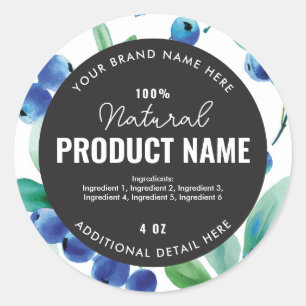 Watercolor fruit Product Round Label