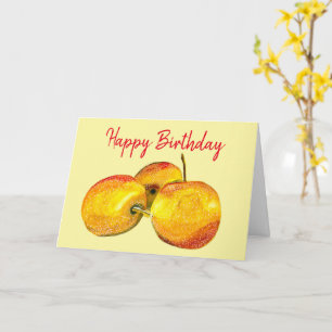 Watercolor fruit yellow pear fruit card