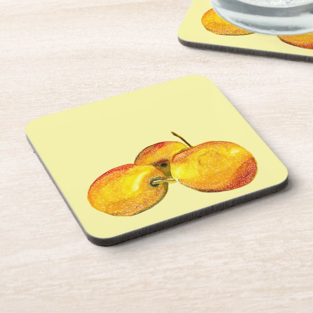 Watercolor fruit yellow pear fruit coaster (Left Side)