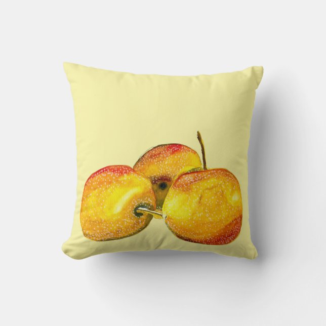 Watercolor fruit yellow pear fruit cushion (Front)