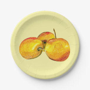 Watercolor fruit yellow pear fruit paper plate