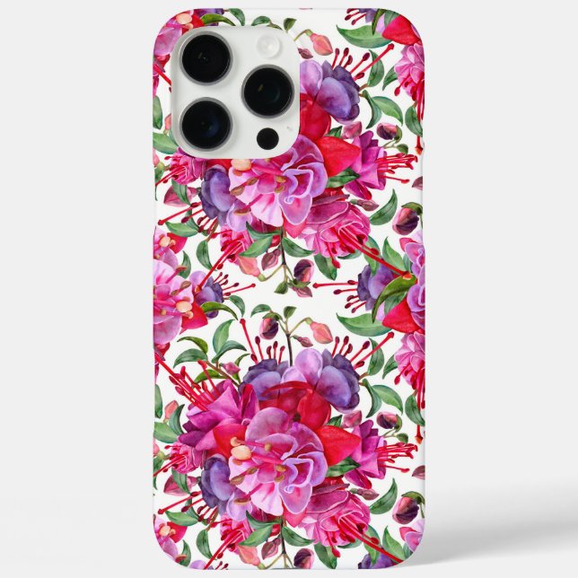 Watercolor Fuchsia Blooms Case-Mate iPhone Case (Back)