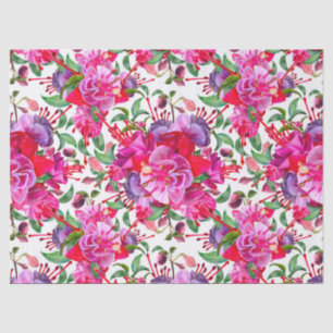 Watercolor Fuchsia Blooms Tissue Paper