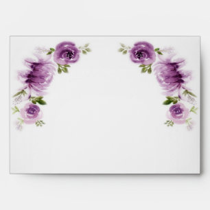 Watercolor Fuchsia Roses and Peonies Wedding Envelope