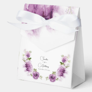 Watercolor Fuchsia Roses and Peonies Wedding Favour Box