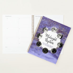 Watercolor Full Moon Lunar Cycle Night Sky Energy Planner
