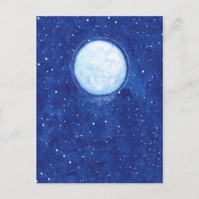 Watercolor Full Moon Postcard (Front)