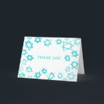 Watercolor Fun Aqua Star of David Bar Bat Mitzvah  Thank You Card<br><div class="desc">Perfect fun THANK YOU card to send after a bat mitzvah, bar mitzvah or other Jewish celebration! Hand made watercolor art for you on the front and blank inside! FULLY CUSTOMIZABLE! Click on “Personalise” above to edit the text. Click "edit using design tool" to adjust the fonts, colours and placements....</div>